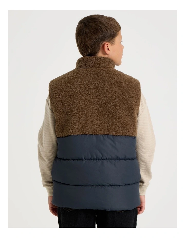 Spliced Sherpa Vest in Brown and Navy image 6