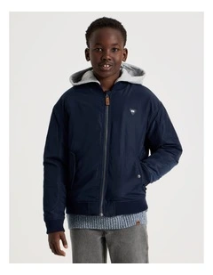 Woven Bomber Jacket in Navy