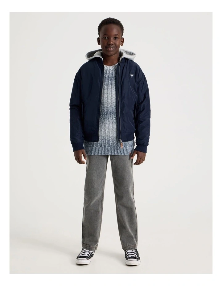 Woven Bomber Jacket in Navy image 2