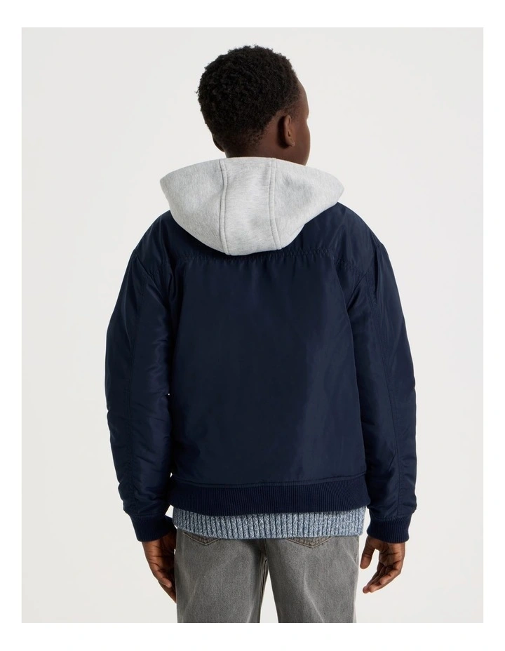 Woven Bomber Jacket in Navy image 5