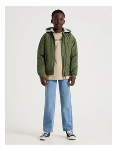 Woven Bomber Jacket in Khaki