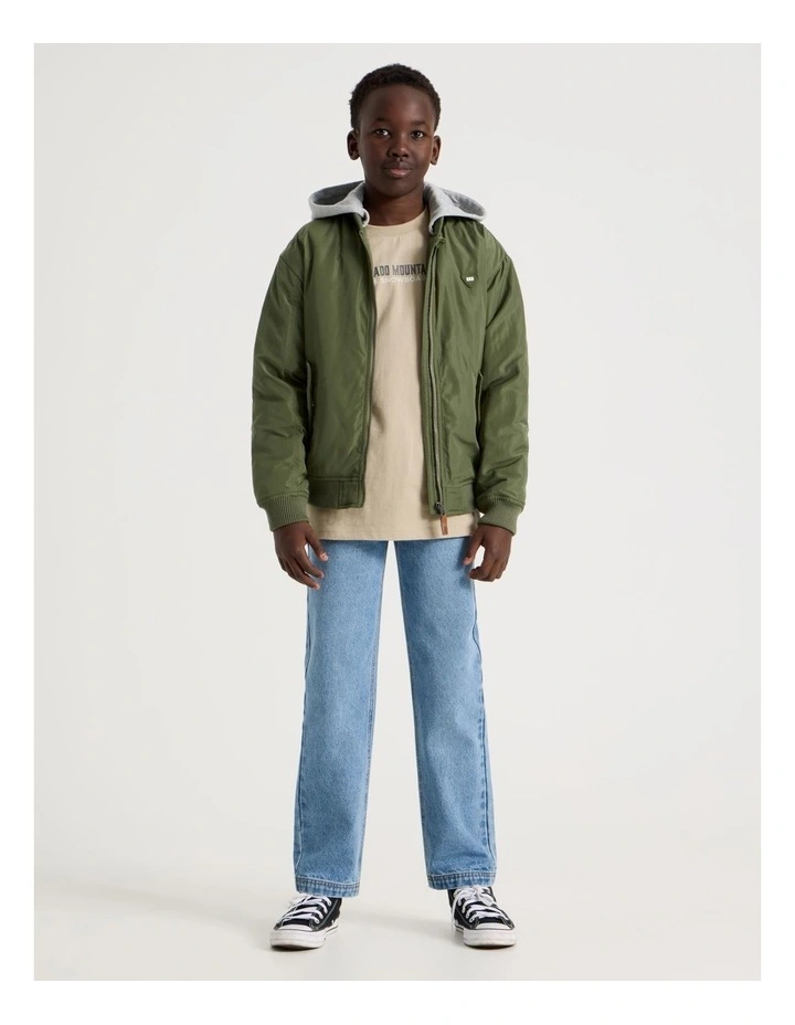 Woven Bomber Jacket in Khaki image 1