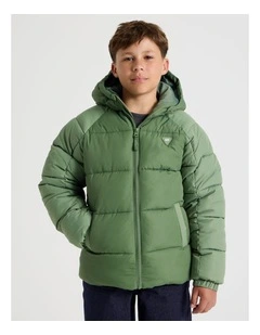 Recycled Puffer Jacket in Khaki