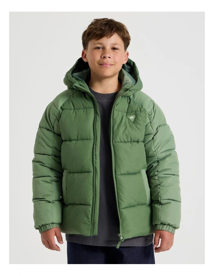 Recycled Puffer Jacket in Khaki image 4