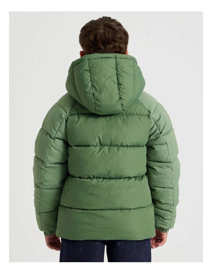 Recycled Puffer Jacket in Khaki image 6