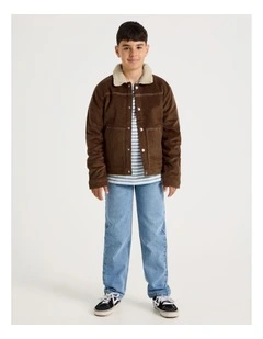Classic Cord Jacket with Sherpa Collar in Brown