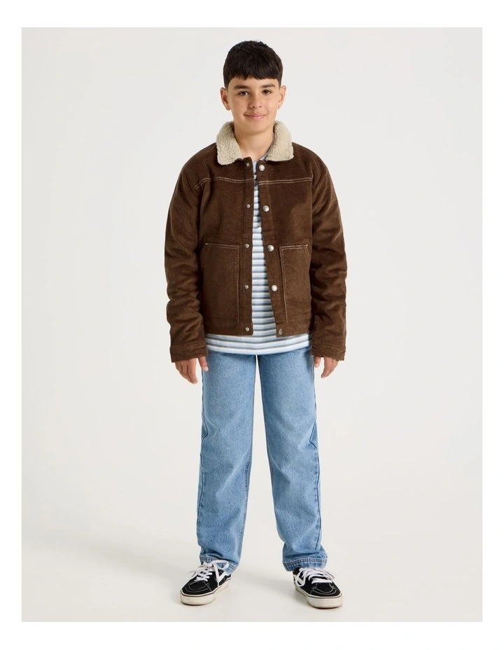 Classic Cord Jacket with Sherpa Collar in Brown image 1