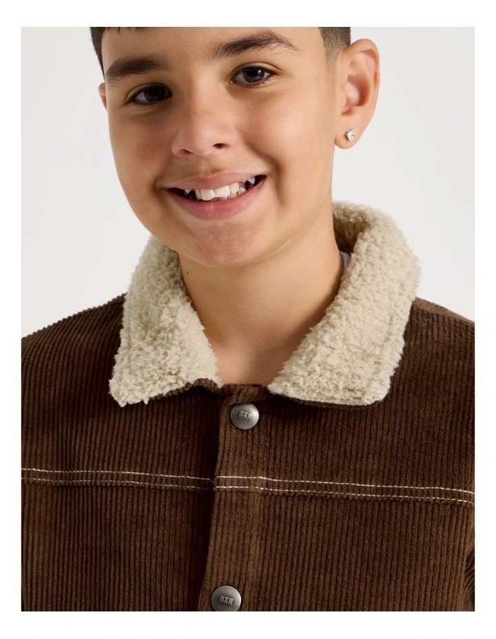 Classic Cord Jacket with Sherpa Collar in Brown image 5