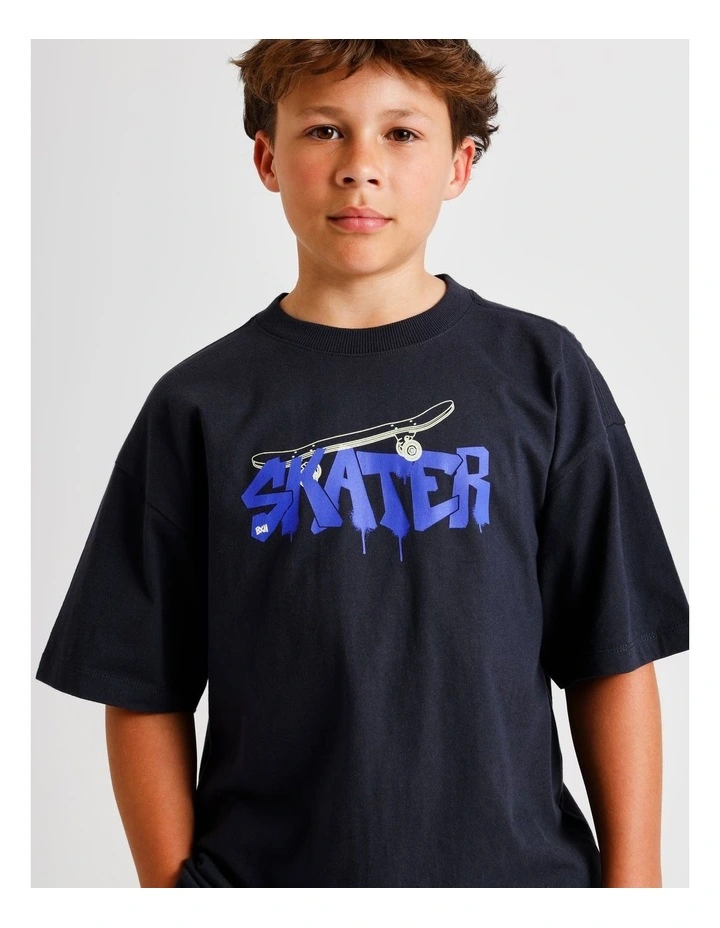 Essentials Print Tee in Navy image 3