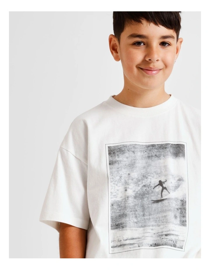 Essentials Print Tee in White image 2