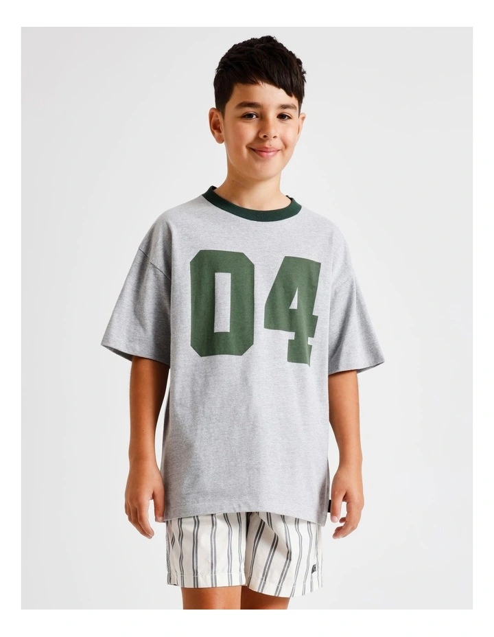 Essentials Print Tee in Grey Marle image 1