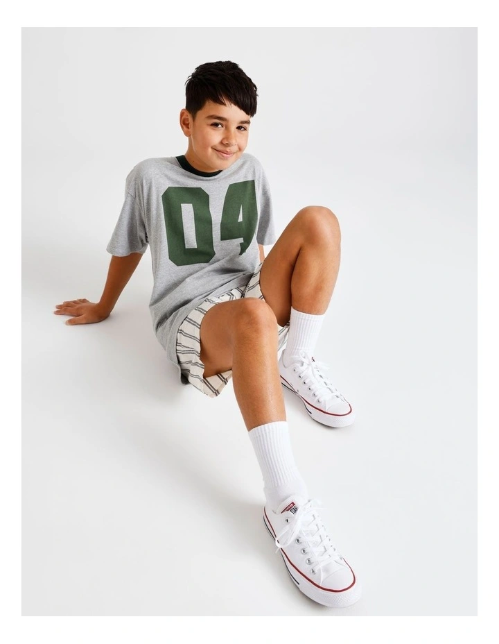 Essentials Print Tee in Grey Marle image 3