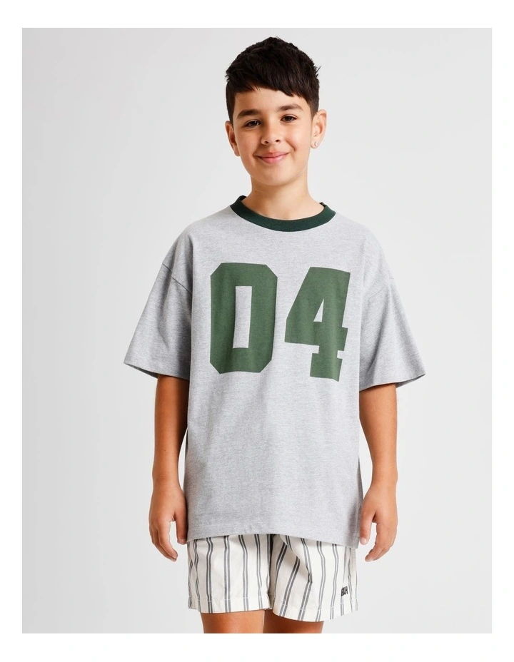 Essentials Print Tee in Grey Marle image 5