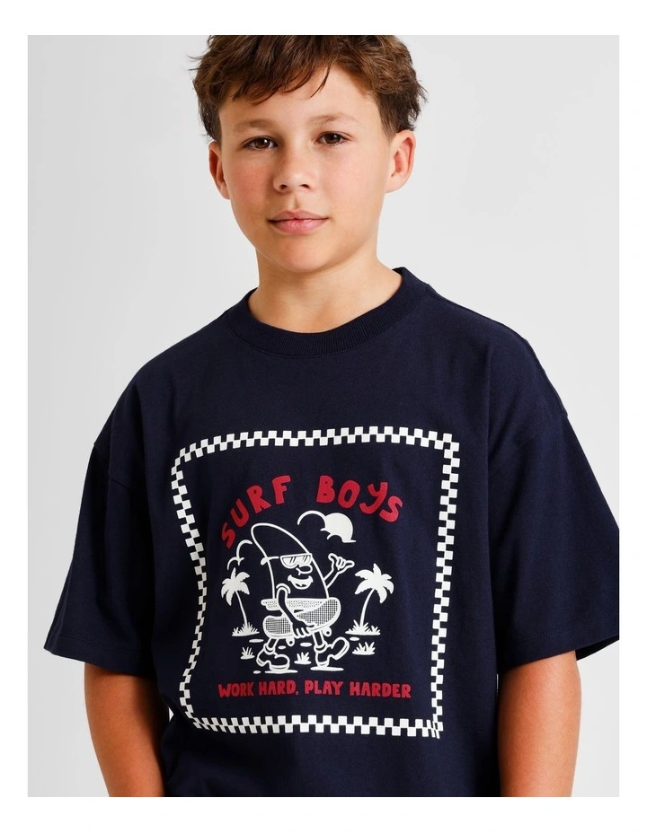 Essentials Print Tee in Navy image 3