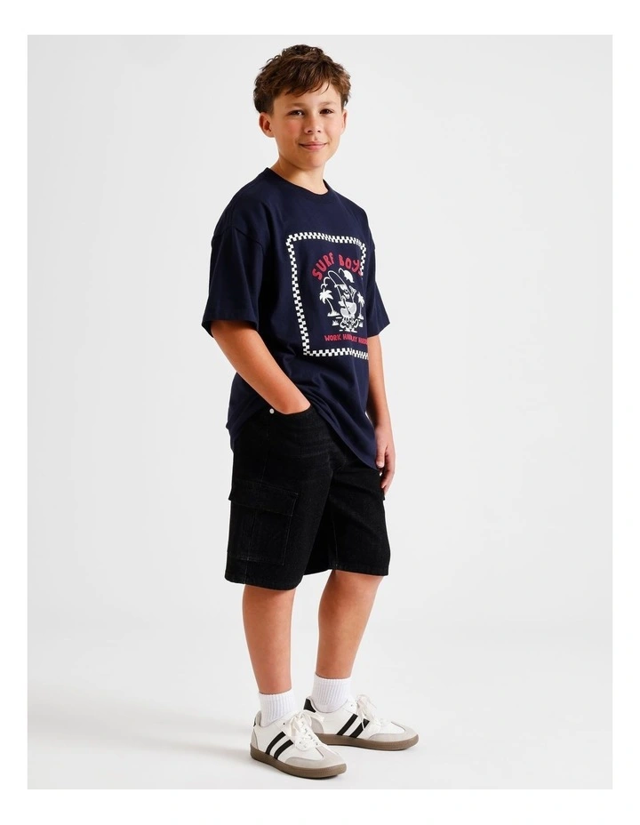 Essentials Print Tee in Navy image 4