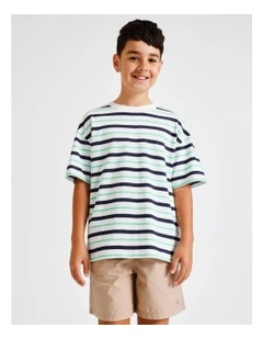 Essentials Stripe Tee in White and Navy