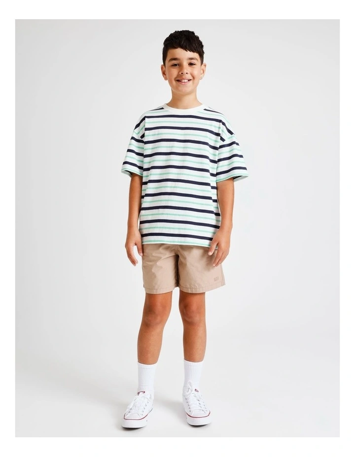 Essentials Stripe Tee in White and Navy image 4