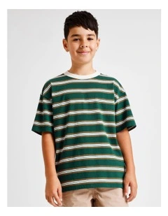 Essentials Stripe Tee in Green and Red