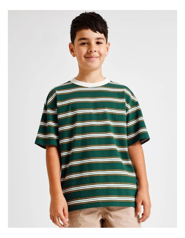 Essentials Stripe Tee in Green and Red image 1