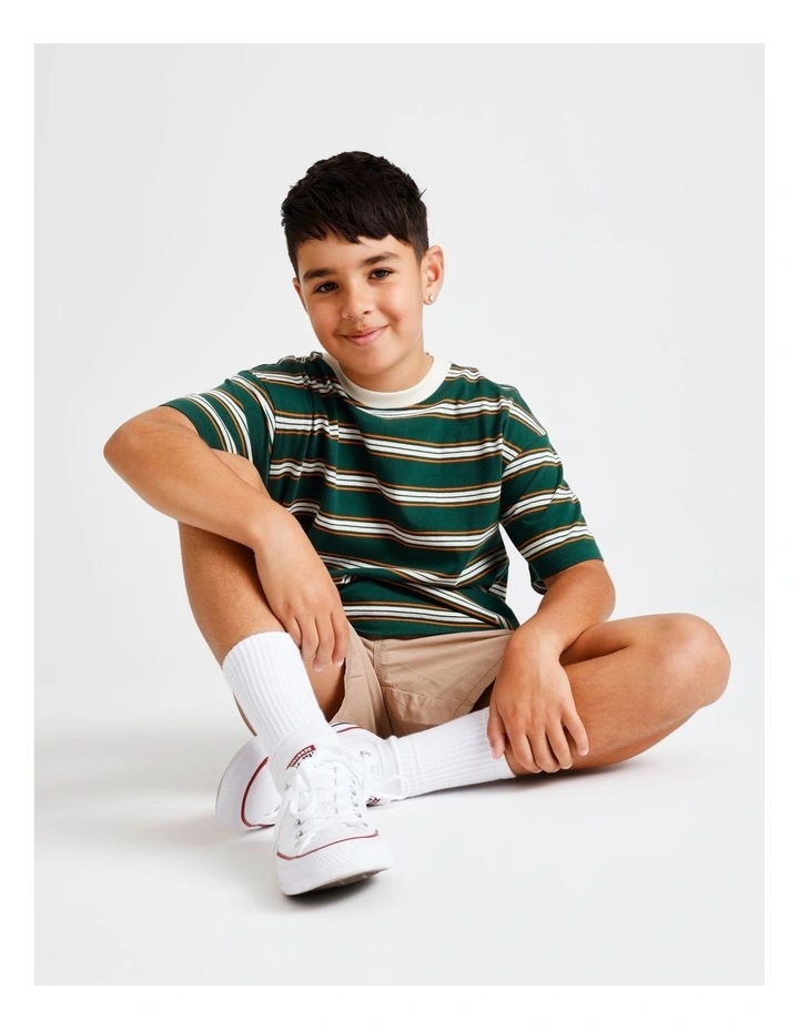 Essentials Stripe Tee in Green and Red image 3