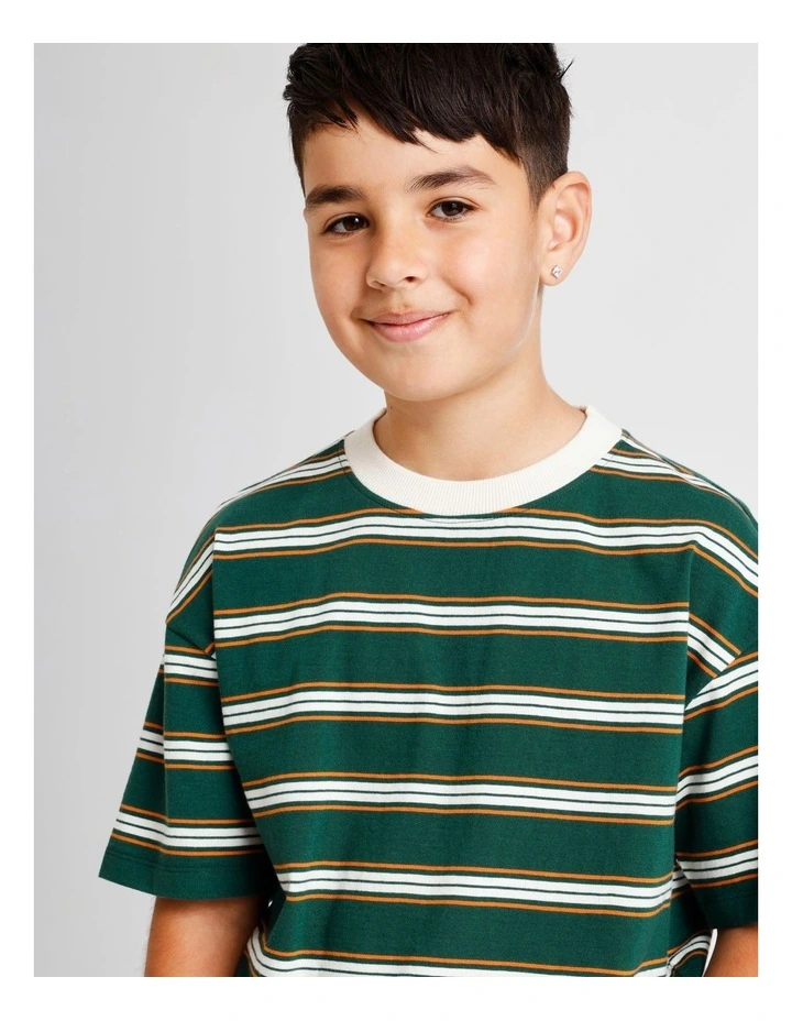Essentials Stripe Tee in Green and Red image 4