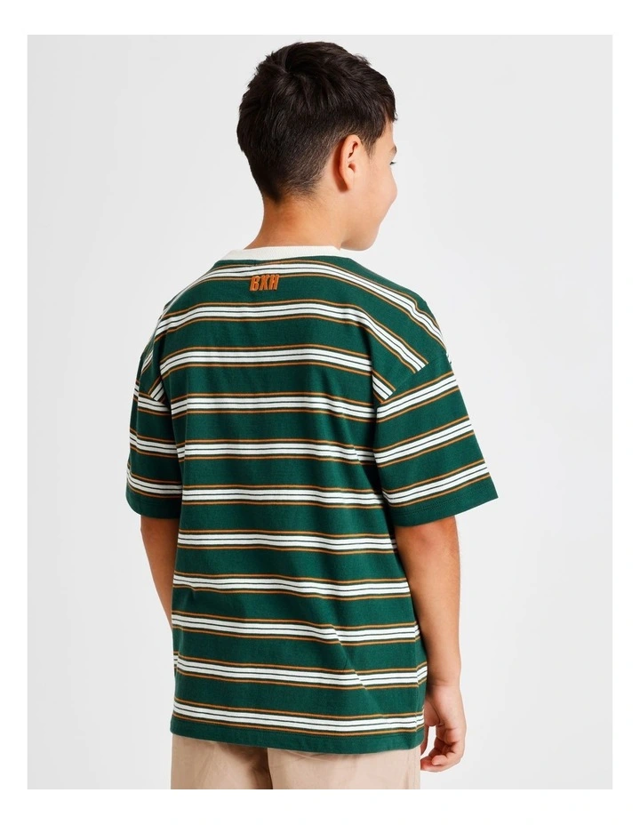 Essentials Stripe Tee in Green and Red image 5