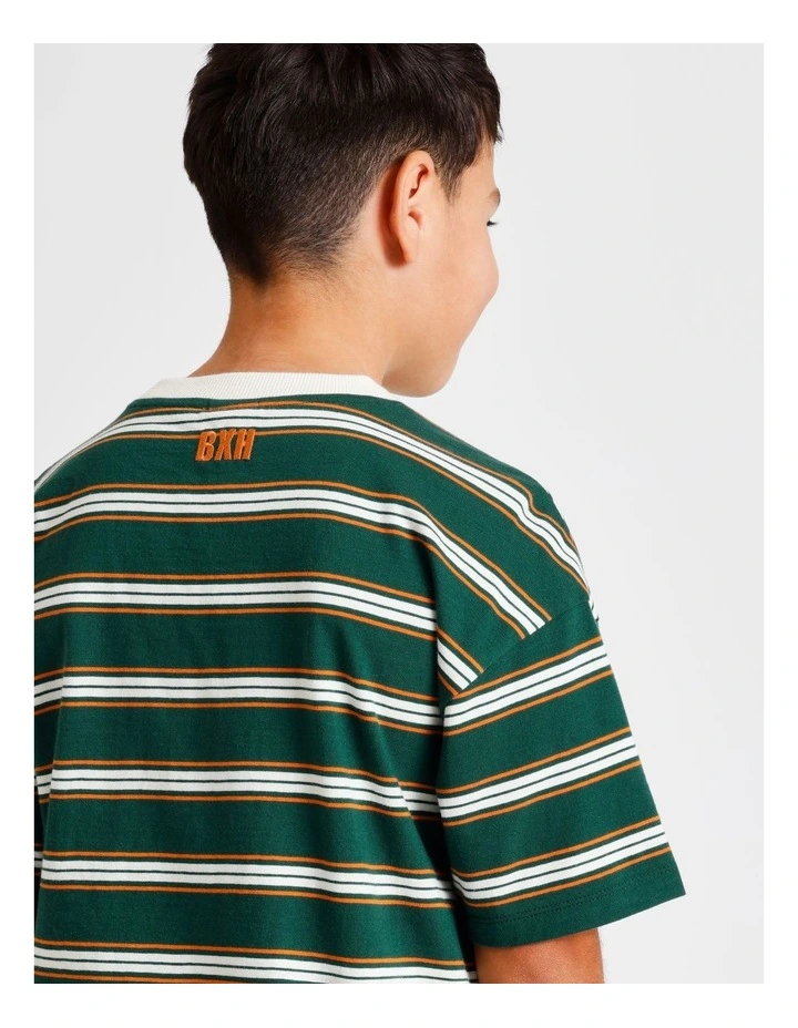 Essentials Stripe Tee in Green and Red image 6