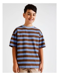 Essentials Stripe Tee in Blue and Brown