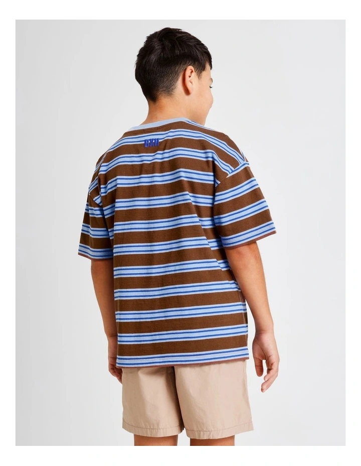 Essentials Stripe Tee in Blue and Brown image 5