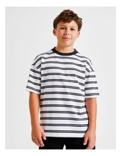 Essentials Stripe Tee in White and Black