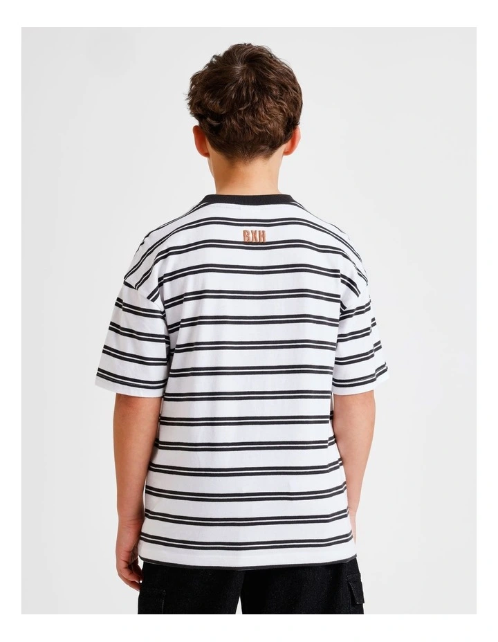 Essentials Stripe Tee in White and Black image 6