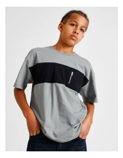 Zip Pocket Splice Tee in Grey