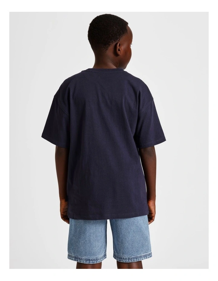 Zip Pocket Splice Tee in Navy image 6