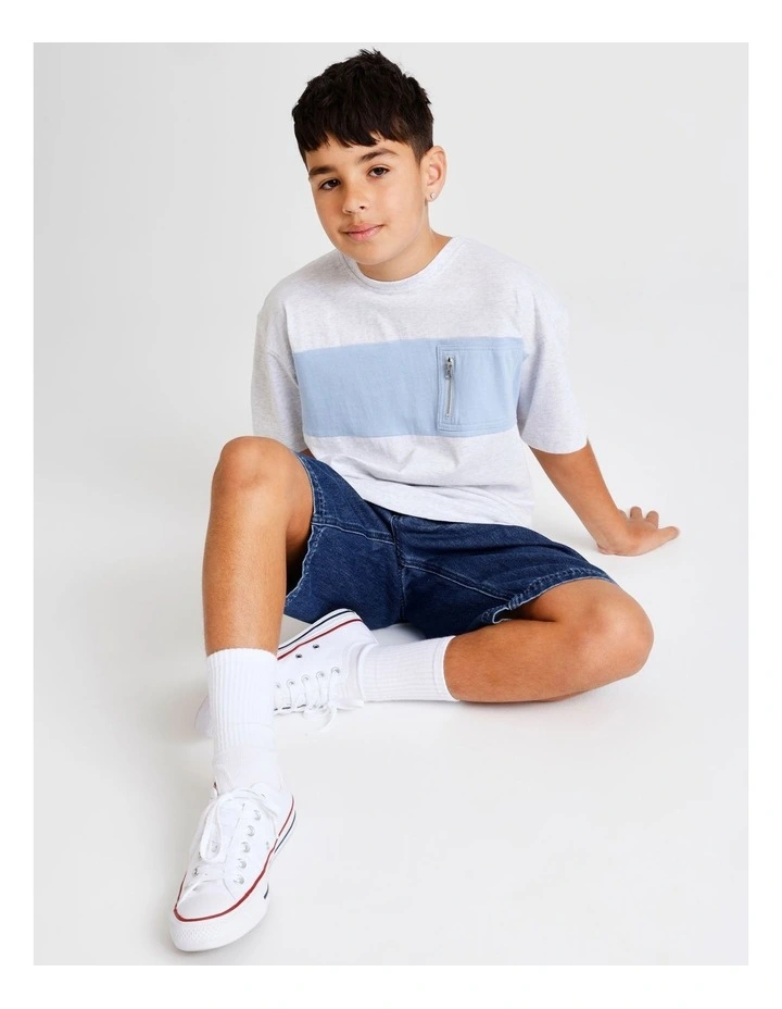 Zip Pocket Tee in Grey Marle image 2