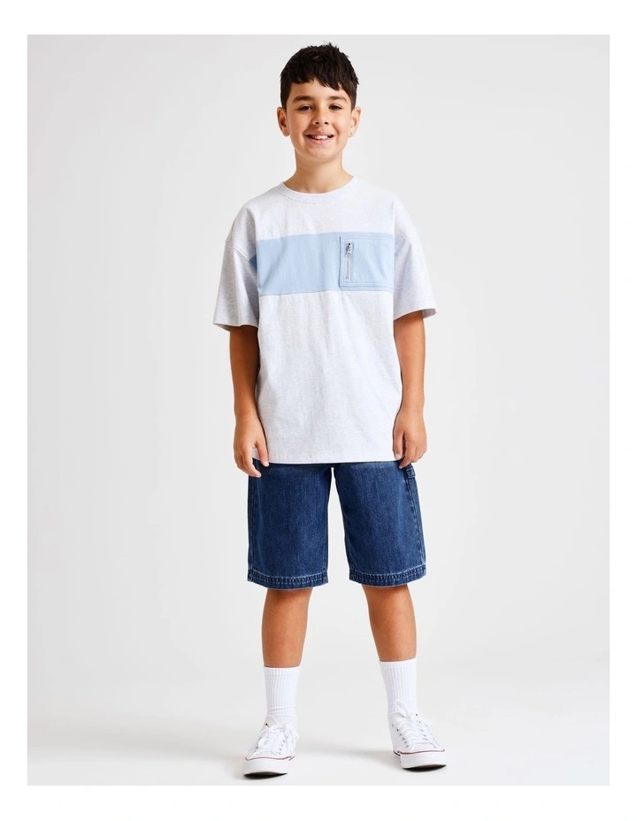 Zip Pocket Tee in Grey Marle image 3