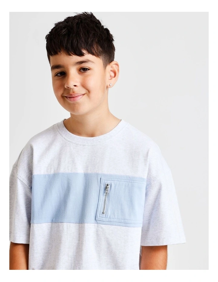 Zip Pocket Tee in Grey Marle image 4
