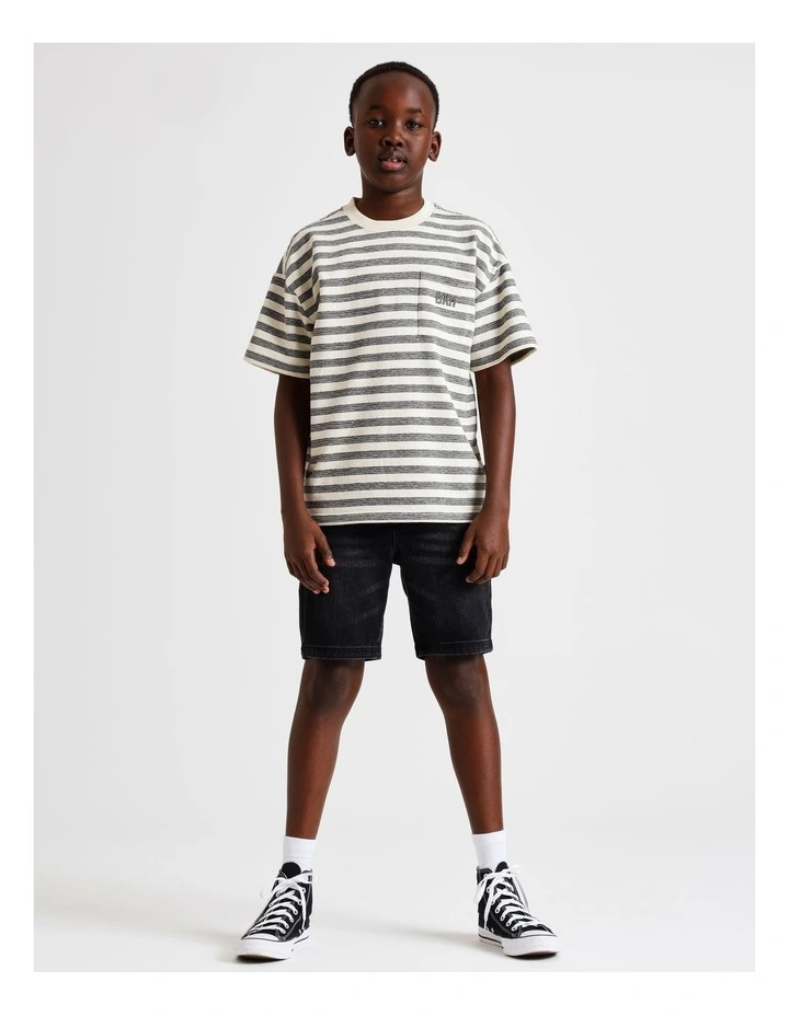 Oversized Textured Tee in Charcoal Stripe image 2