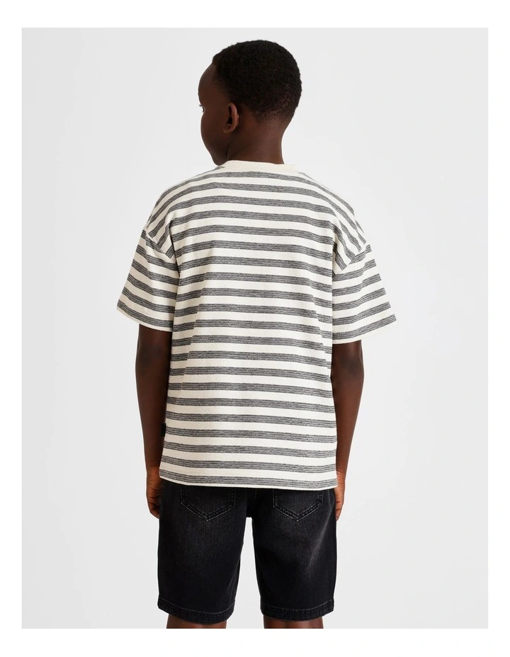 Oversized Textured Tee in Charcoal Stripe image 5