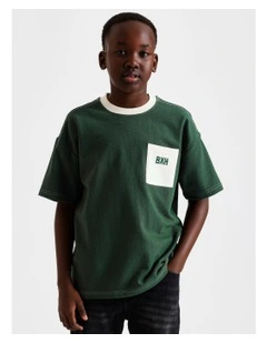 Oversized Textured Tee in Green