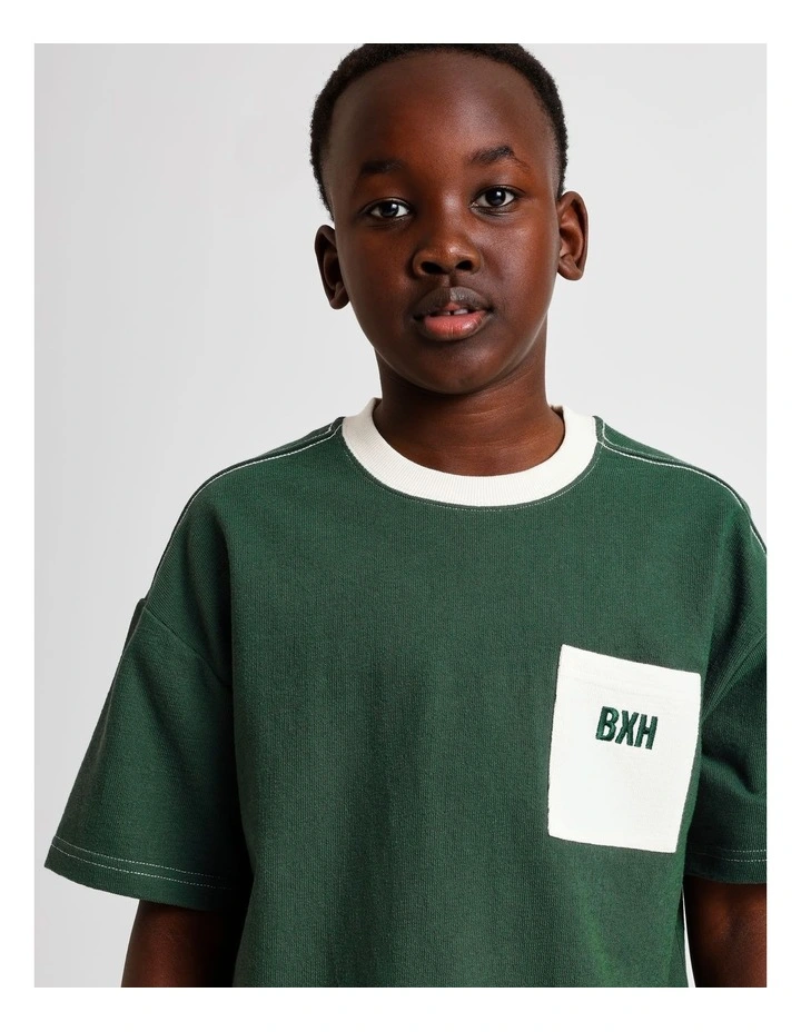 Oversized Textured Tee in Green image 2
