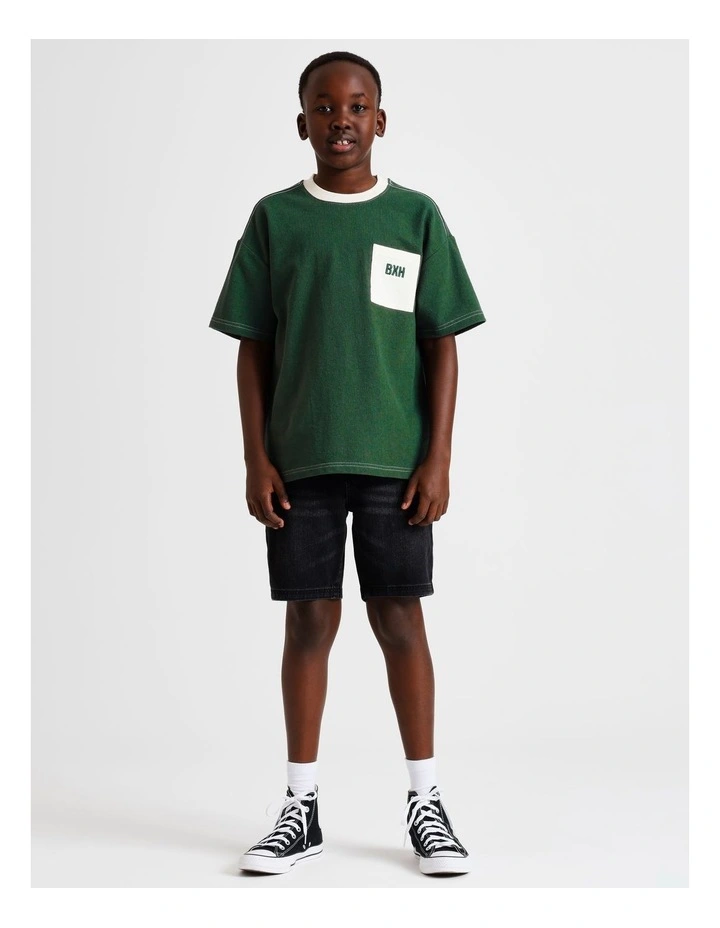 Oversized Textured Tee in Green image 3