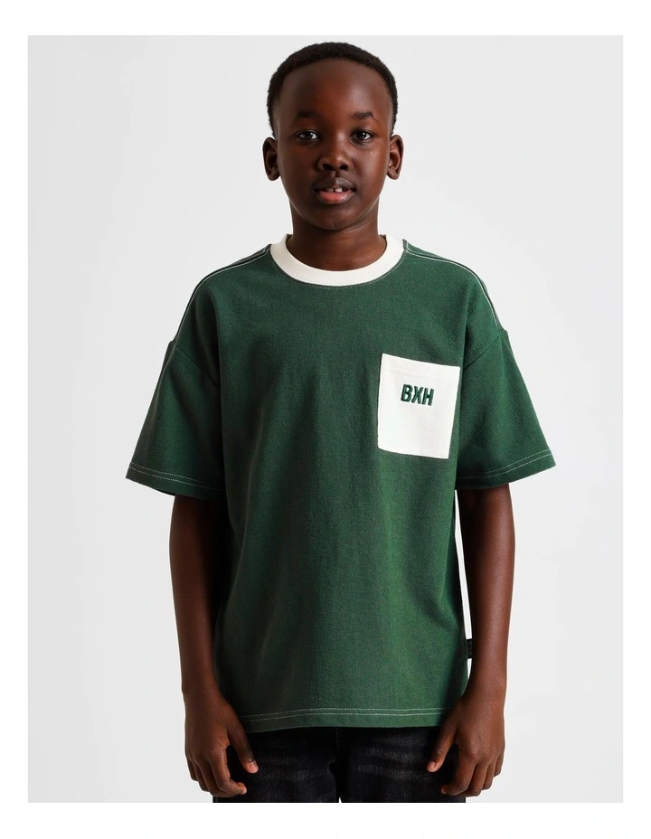 Oversized Textured Tee in Green image 4