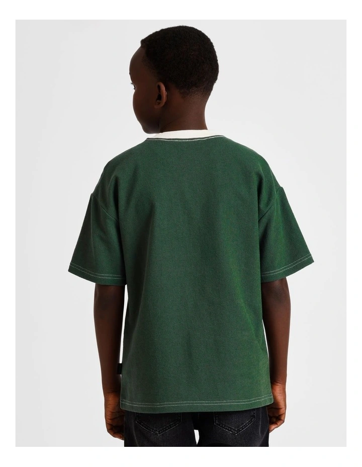 Oversized Textured Tee in Green image 5