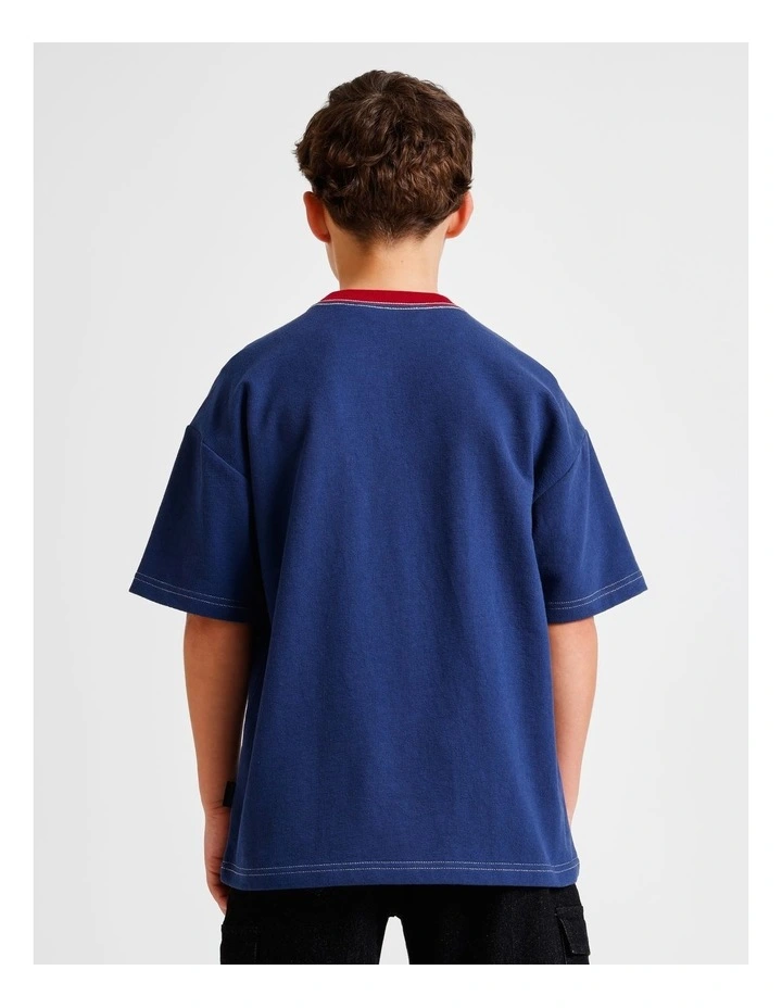 Oversized Textured Tee in Navy image 6