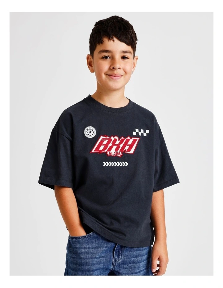 Oversized Embroidered Tee in Black image 1