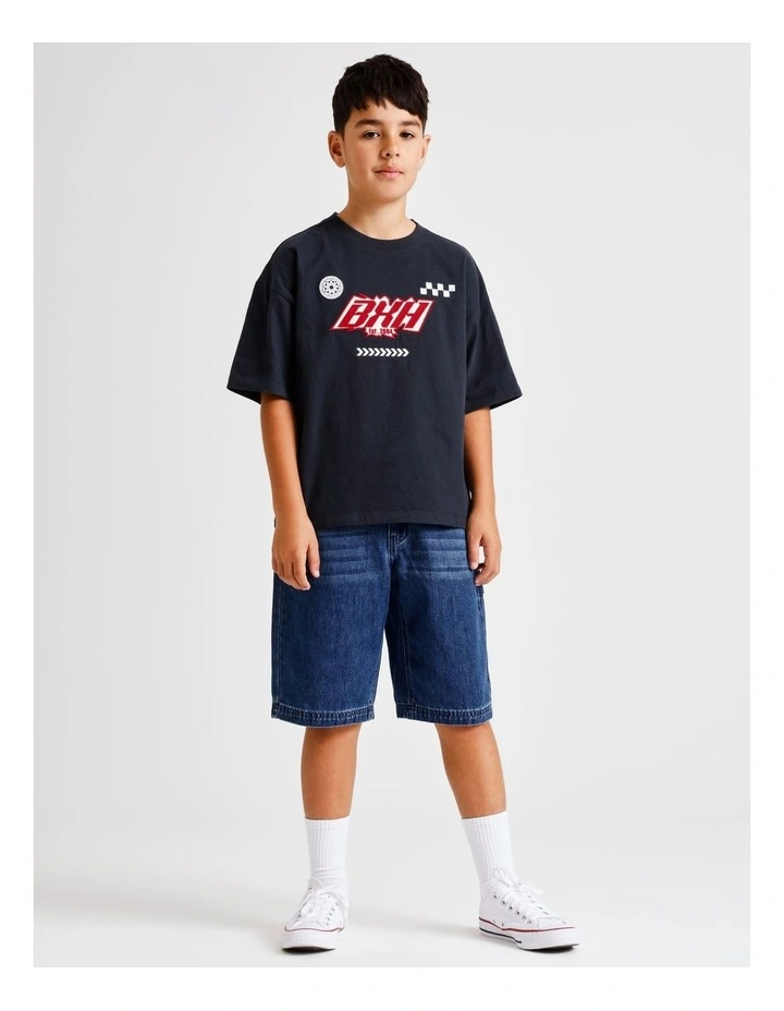 Oversized Embroidered Tee in Black image 2
