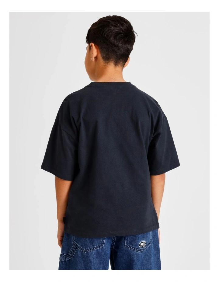 Oversized Embroidered Tee in Black image 4