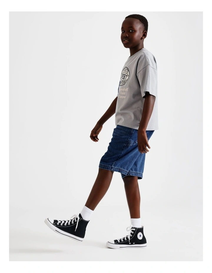 Oversized Embroidered Tee in Grey image 4
