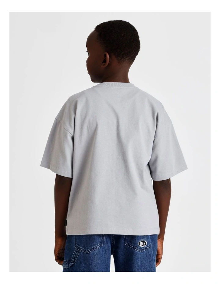 Oversized Embroidered Tee in Grey image 5