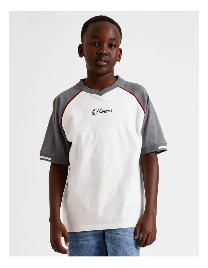 Raglan Tee in Grey and White image 2